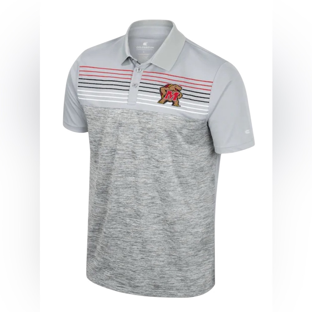 Colosseum Maryland Terrapins Cybernetic Polo Gray logo Shirt size 3XL college